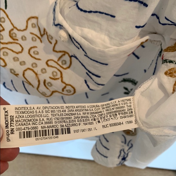 Zara Women's Long Embroidered Swimsuit Cover Up Women's Large Sea Motifs - Picture 8 of 8